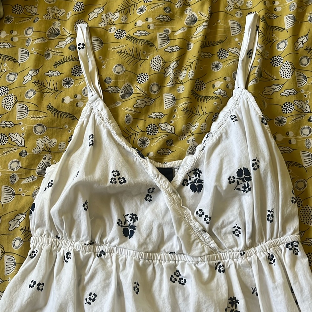 White tank top with blue flowers